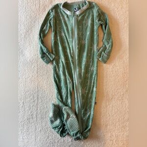 Kickee Pants Mint Color Snowflake Print Onesie, Sz 12-18 months